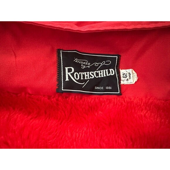 VTG 70s Rothschild Red Girls Coat (6X) Union Made ILGWU, Lined Hood Swing Coat - Picture 3 of 16